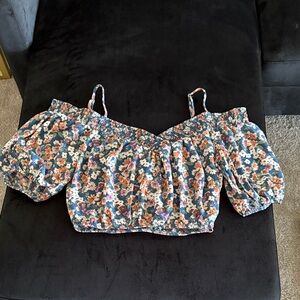 Floral Off-Shoulder Cropped Top Size XS
